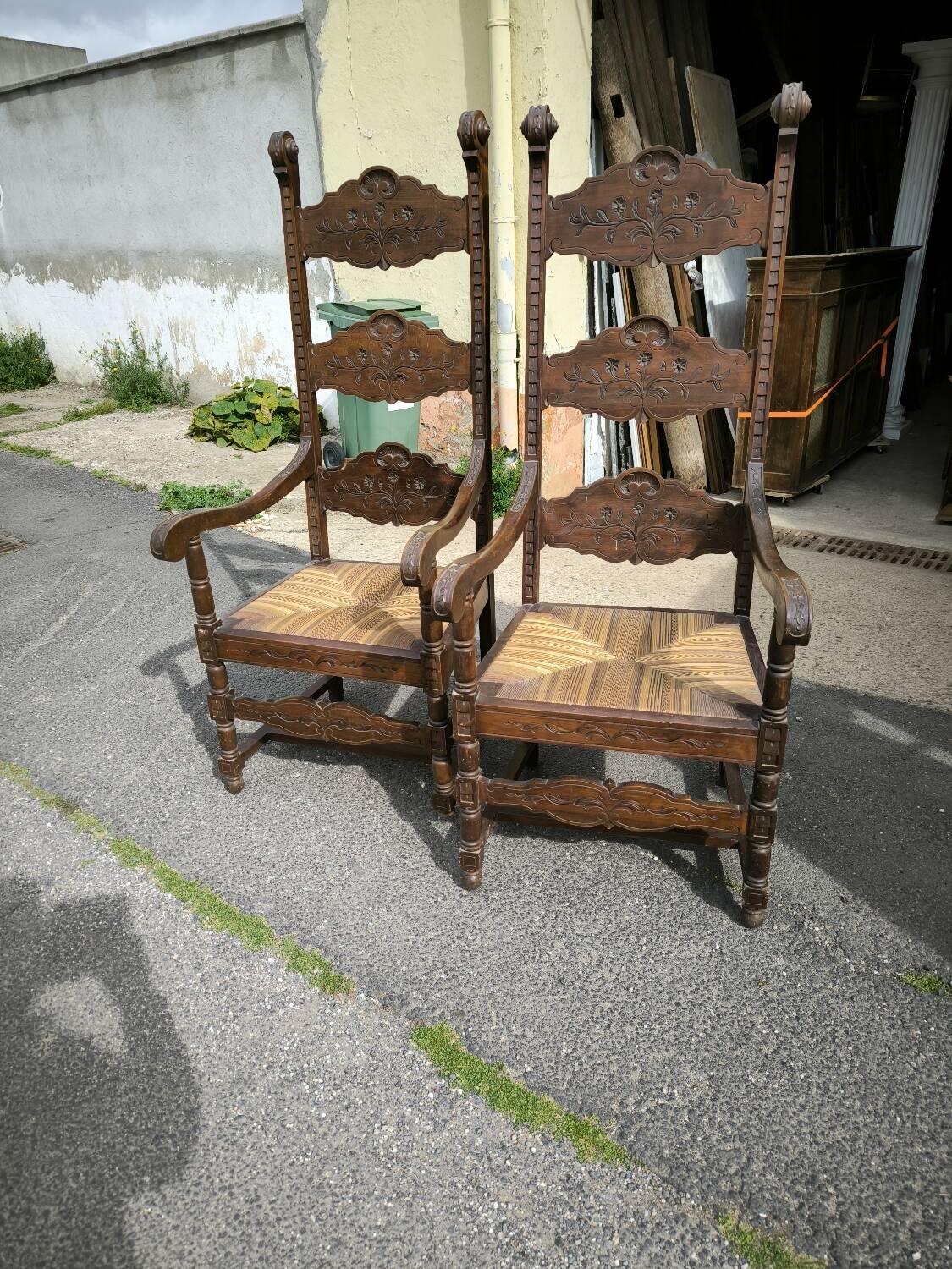 Pair of large, heavy armchairs from the late 19th century