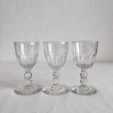 3 verres à pied à vin porto en cristal ancien "Gondole" Baccarat