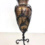 Copper Vase with Wrought Iron Snake and Leaves attr. to Alessandro Mazzucot