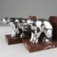 Art Deco Marble and Metal Bear Bookends, France 1930s