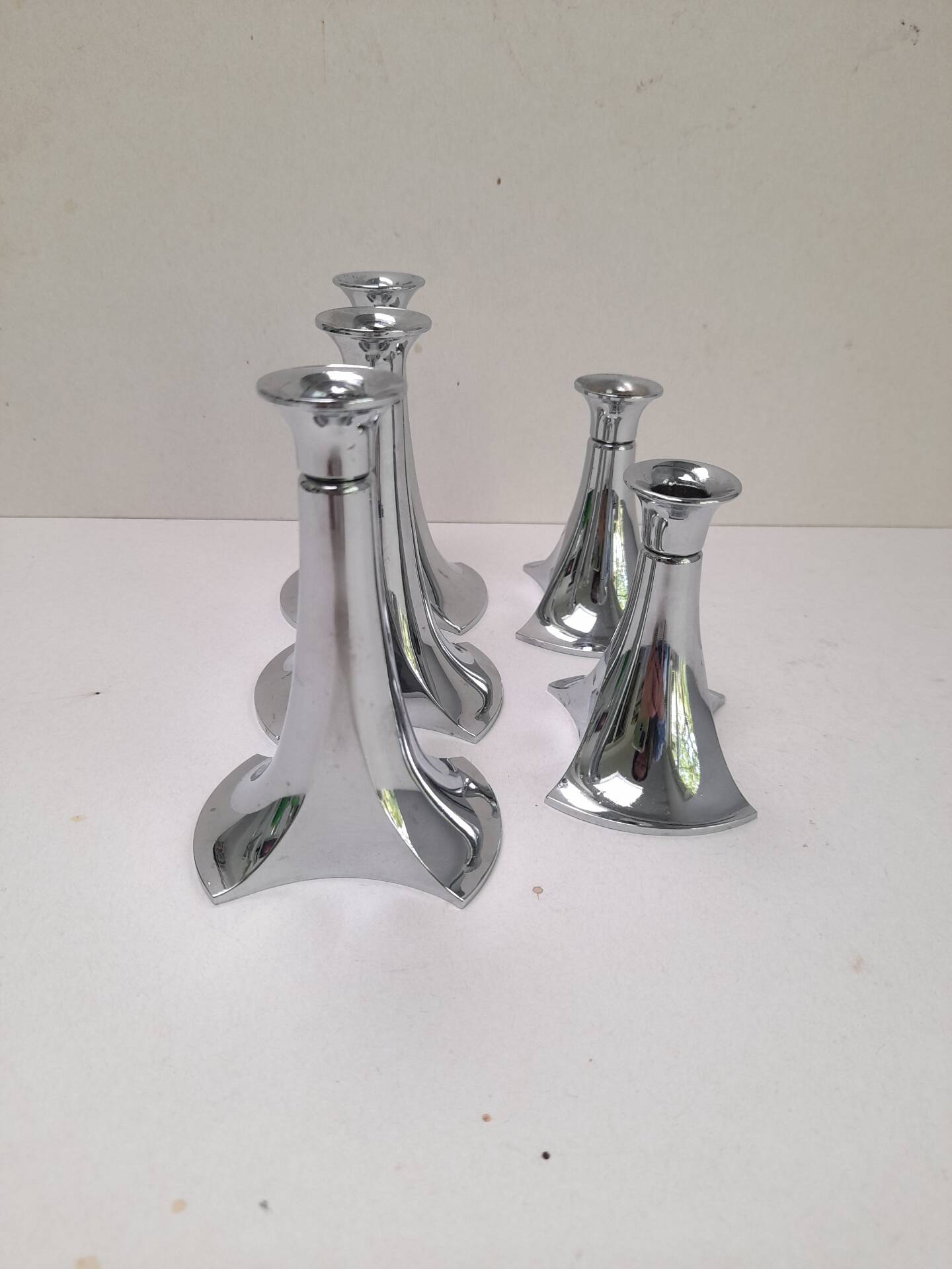 Set of 5 modular chrome candle holders WMF