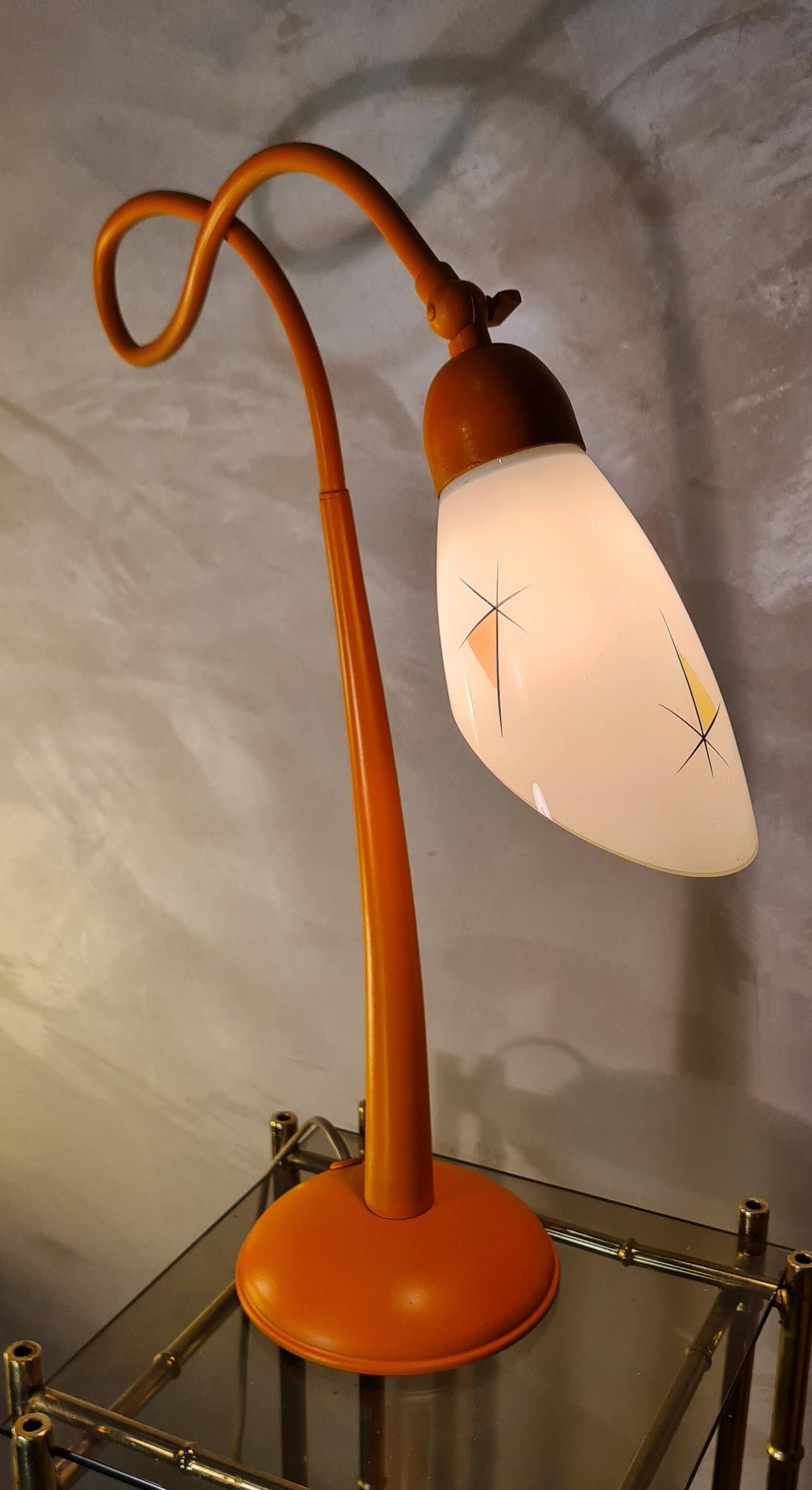 Orange painted steel lamp