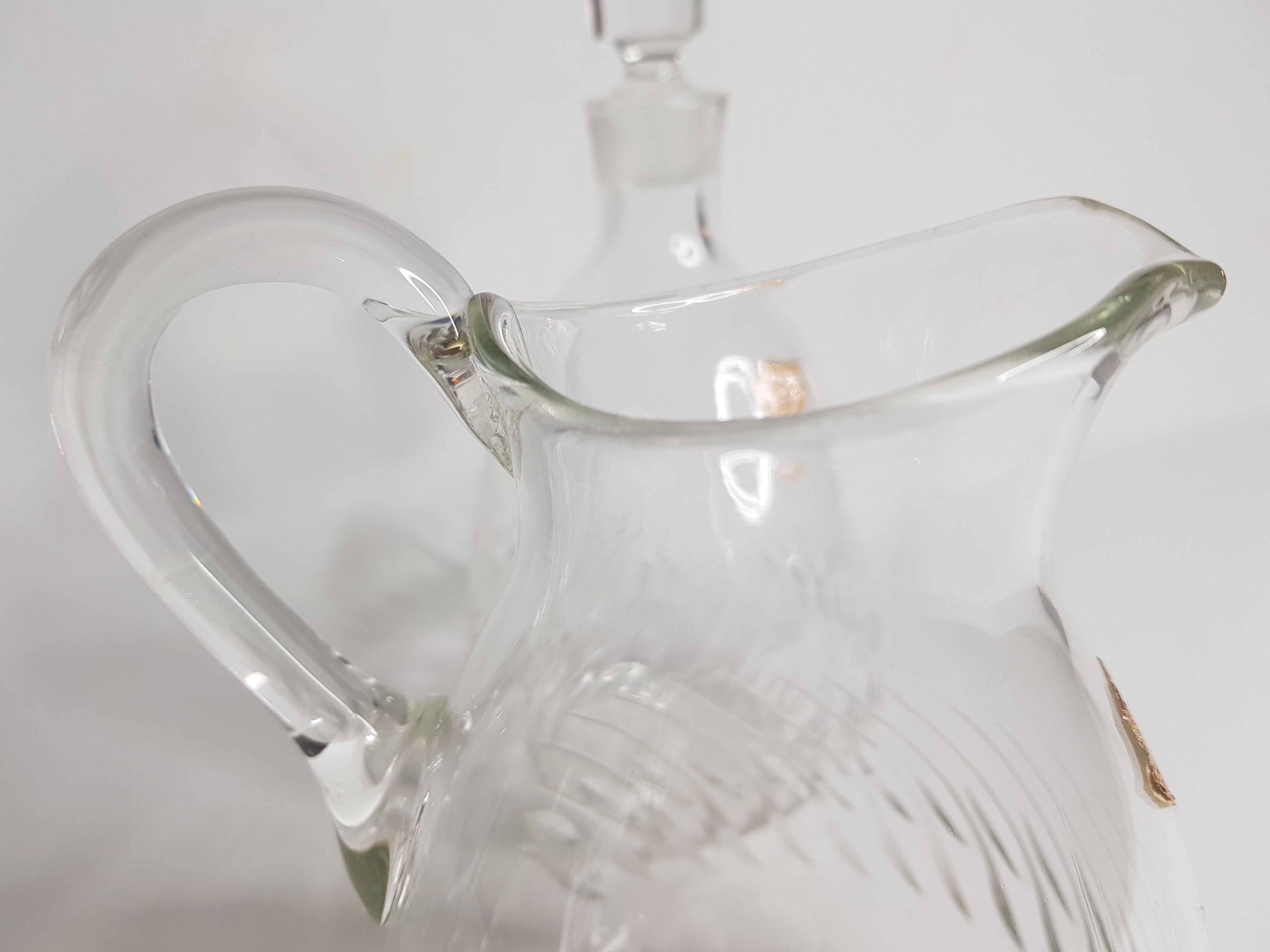 Bohemian crystal carafe and pitcher, 60s