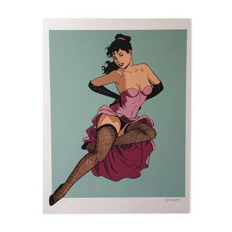 PIN-UP Series - Lithograph "Poison Ivy Bas Résilles" - by Philippe Berthet