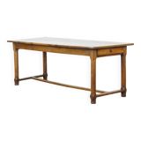 Antique French Farmhouse Dining Table in Oak with 2 Drawers