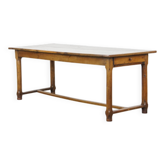 Antique French Farmhouse Dining Table in Oak with 2 Drawers