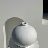 Handcrafted terracotta ball vase painted white H:24 D:26
