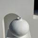 Handcrafted terracotta ball vase painted white H:24 D:26