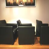 6 faux leather chairs on wheels