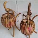 Pair of vintage rattan sconces