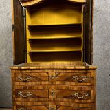 Muséal curved Baroque cabinet with secrets Louis XIV period in precious wood marquetry around 1700