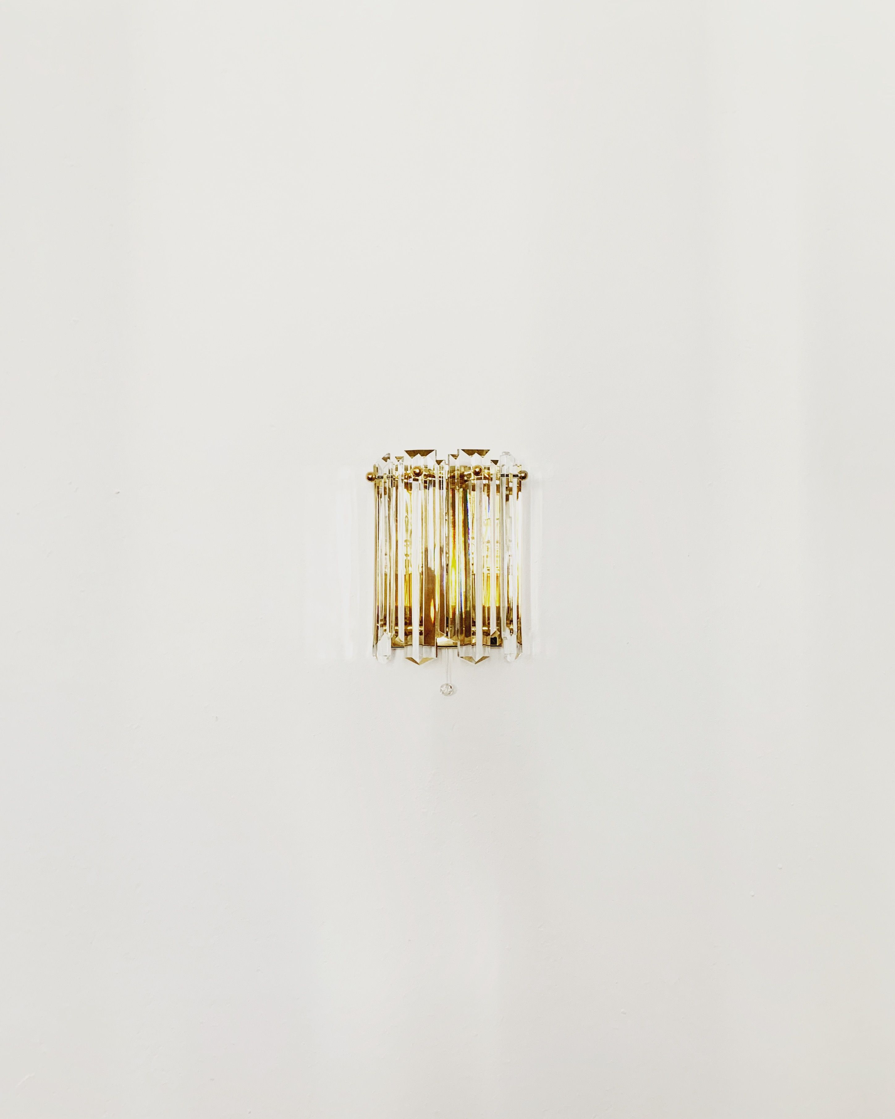 Set of 2 Mid Century Modern gilded ice glass wall lamps by J.T. Kalmar