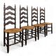 Série de 4 chaises paillées en chêne