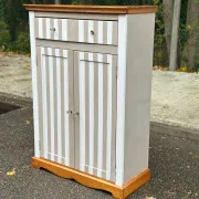 Shabby chic wardrobe sideboard — Striped pattern & solid wood 1990