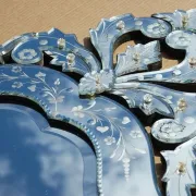 Antique Venetian Heart-Shaped Wall Mirror in Printed Glass, Italy, 1910s