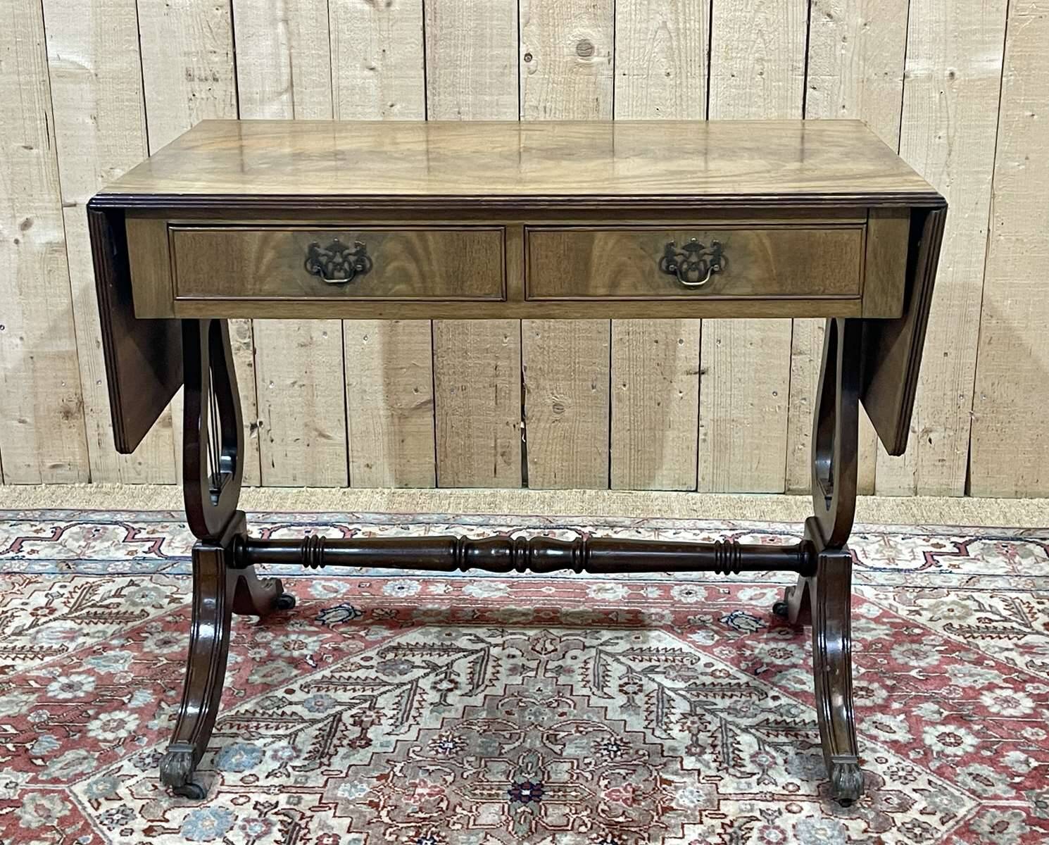English flat desk with shelves, 1950s work in mahogany