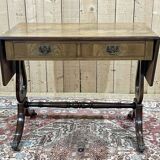 English flat desk with shelves, 1950s work in mahogany