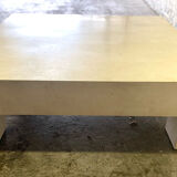 Large square inlay travertin coffee table