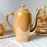 Vintage Czecho-Slovakia Victoria China Iridescent Peach Lustre Tea Set 1950s