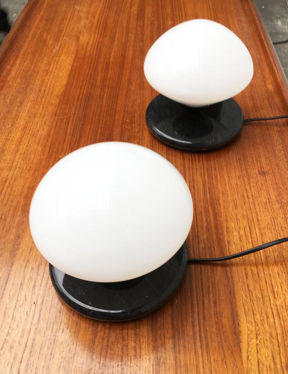 Vintage Swiss marble and glass table lamps by Optelma, set of 2.