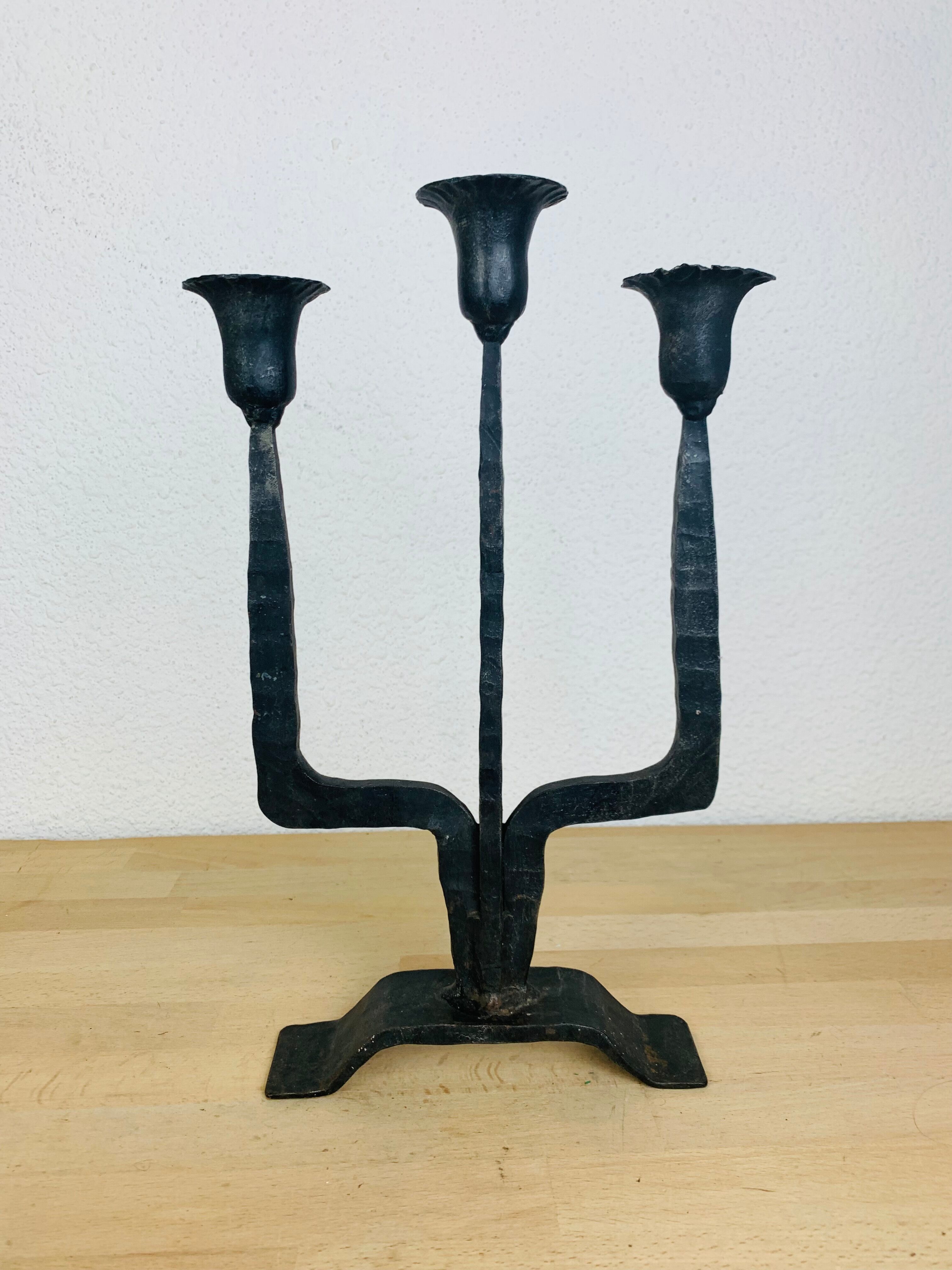 Brutalist wrought iron chandelier