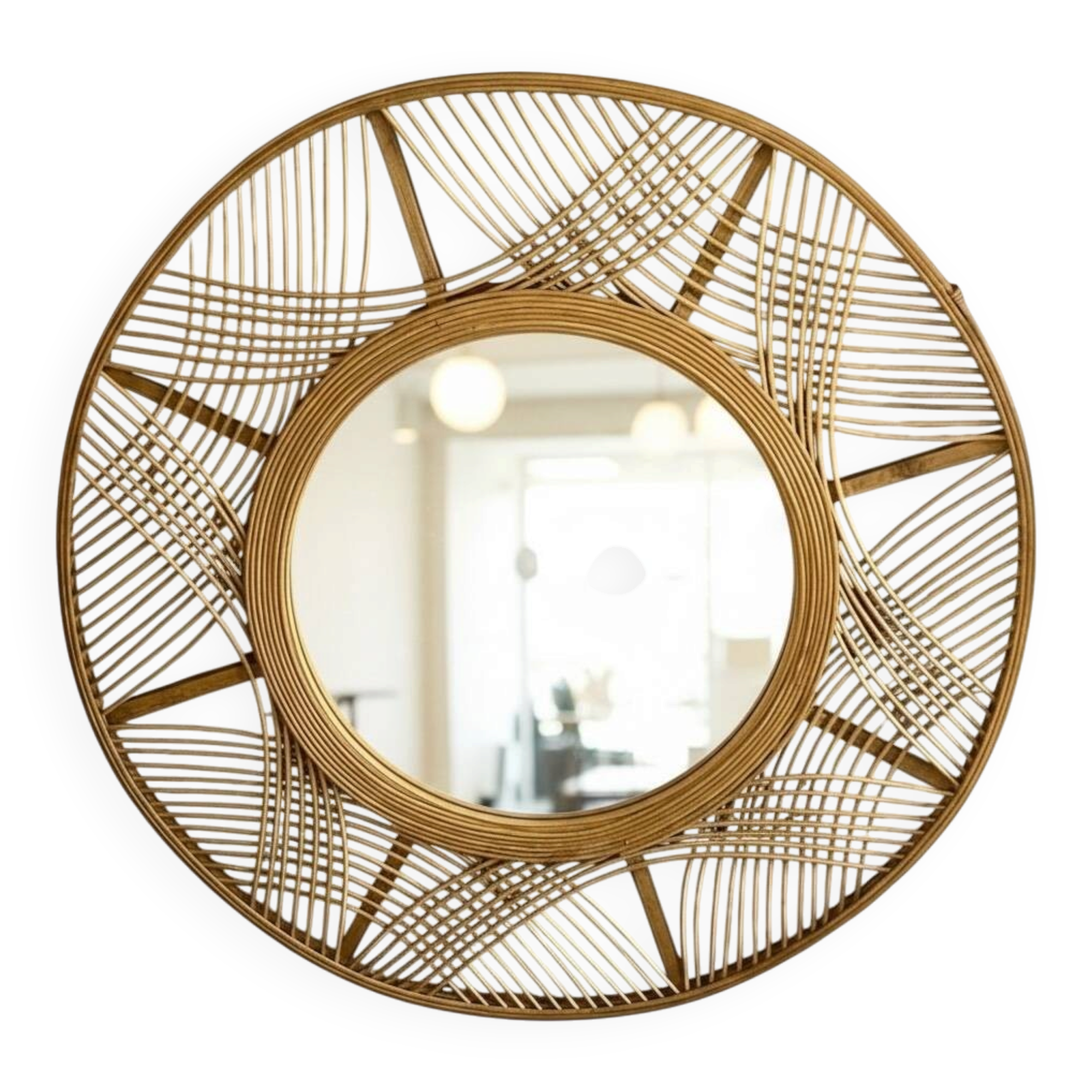 Miroir vintage en rotin