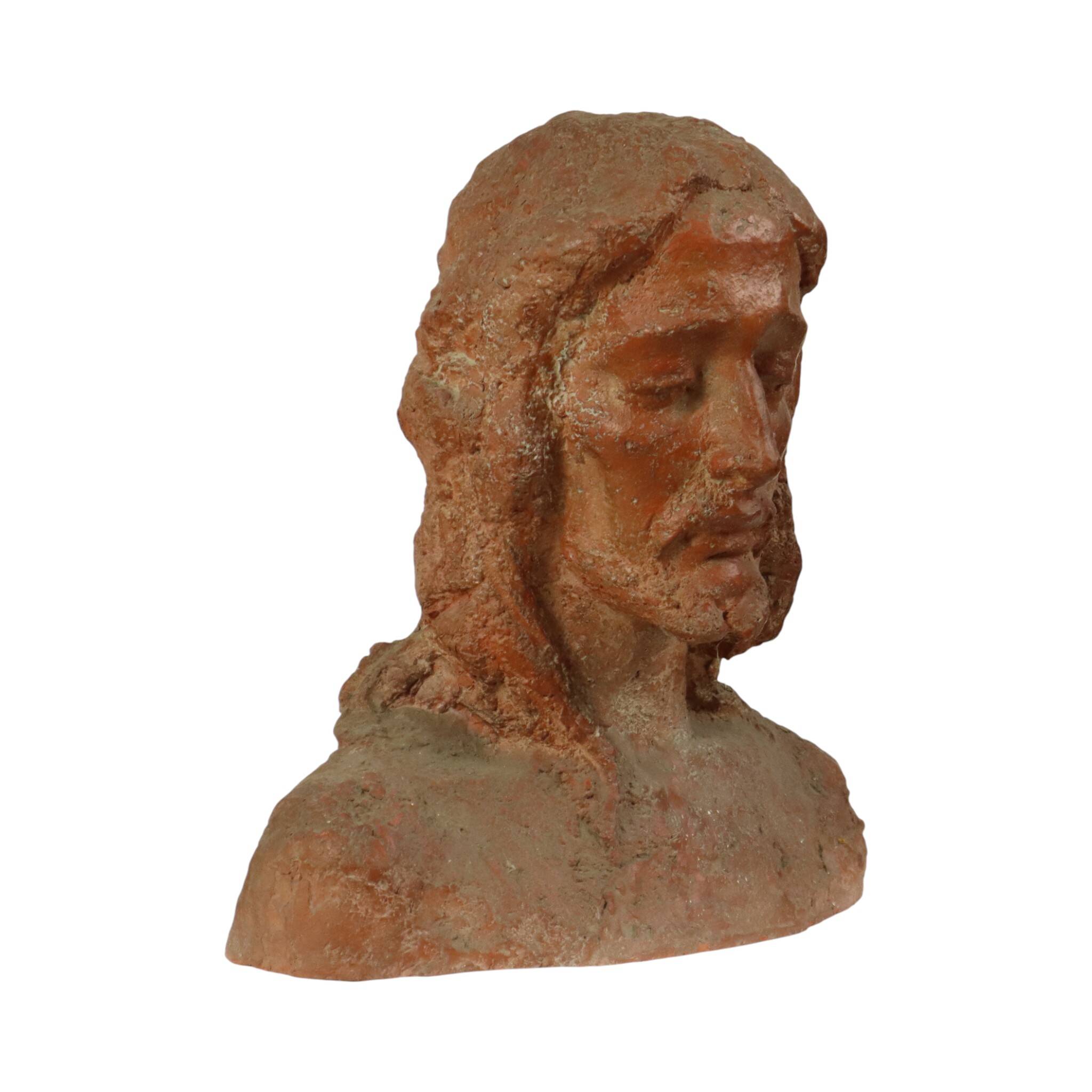 Old Abstract Terracotta Bust of Christ Life Size