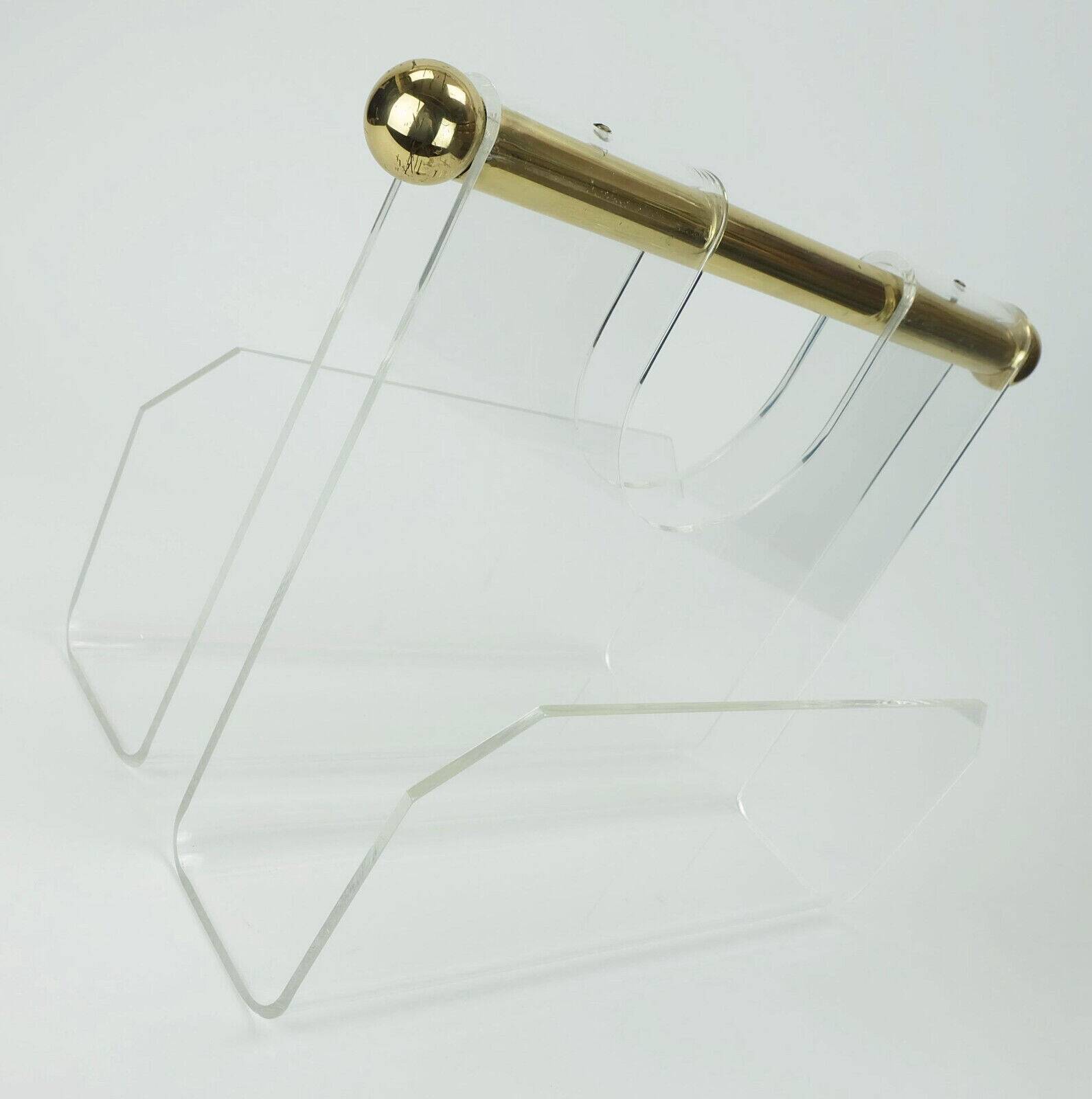 Transparent lucite acrylic magazine rack 1970s 1980s space age