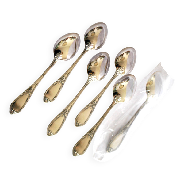 Deetjen lot 6 cuillères à café dessert en métal argenté rubans croisés 14,5 cm