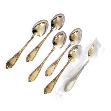 Deetjen lot 6 cuillères à café dessert en métal argenté rubans croisés 14,5 cm
