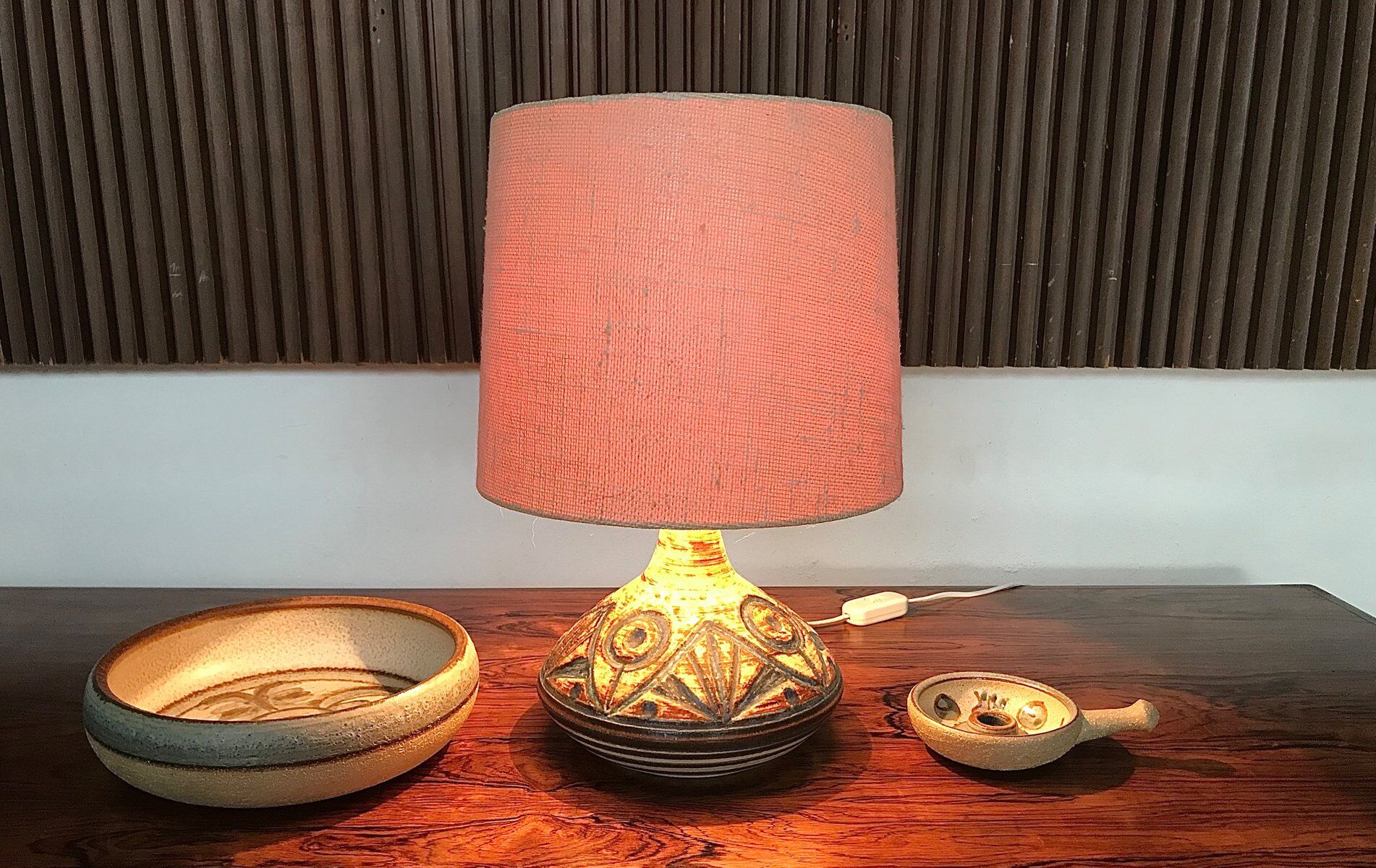 Ceramic table lamp, bow and candle holder by Noomi Backhausen for Søholm
