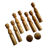 Old set of 7 pins 2 wooden balls