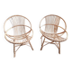 Paire de fauteuils coquille en rotin vintage 1960