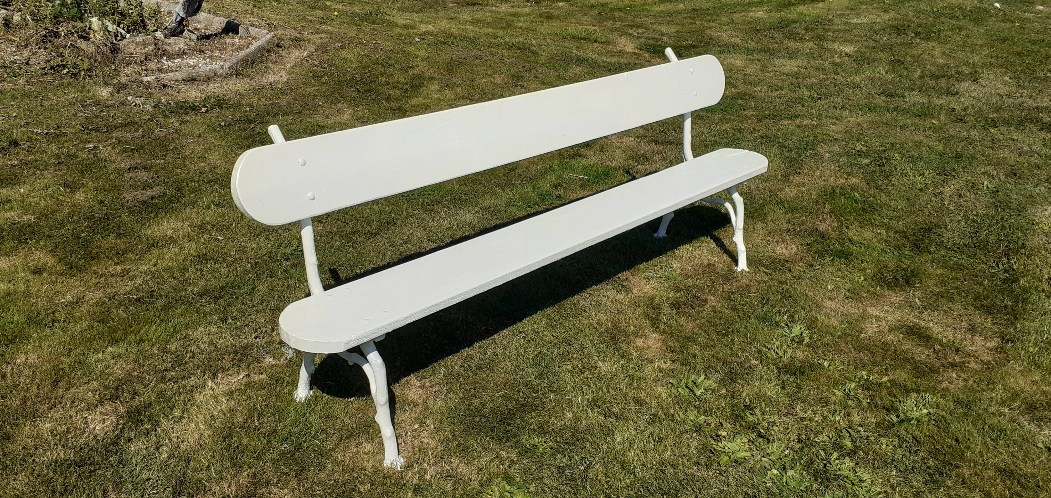 Old bench wood and cast iron XIXth white.