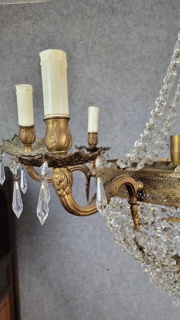 Lustre montgolfière, corbeille style Louis XV vers 1900