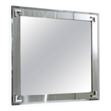 Miroir Fontana Arte avec cadre carré en métal et miroir, Italie, années 1960