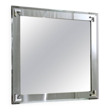 Mirror from Fontana Arte with Square Metal and Mirrored Frame, Italy 1960s
