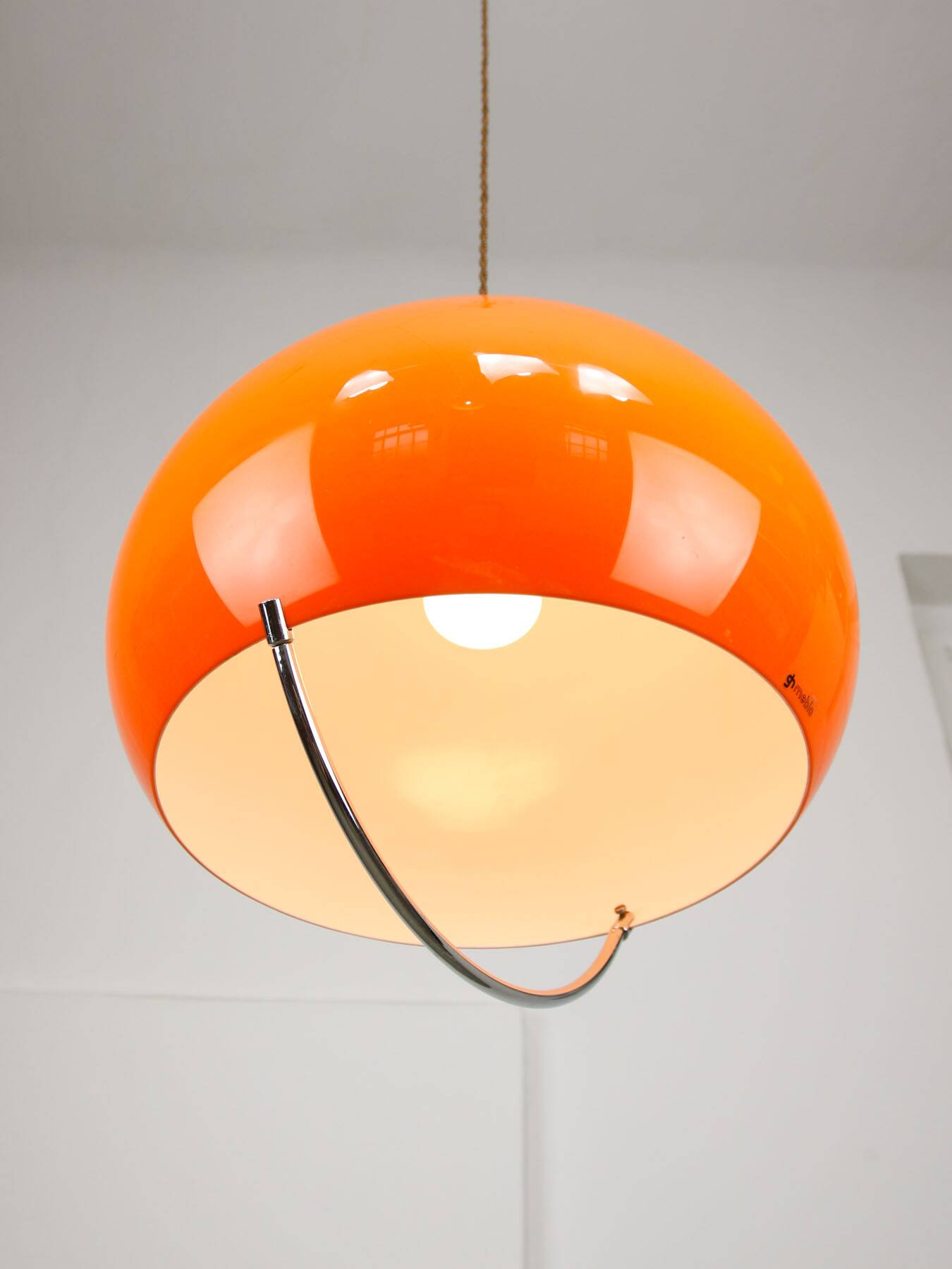 Space Age Orange Jolly Pendant Lamp from Guzzini, 1960s