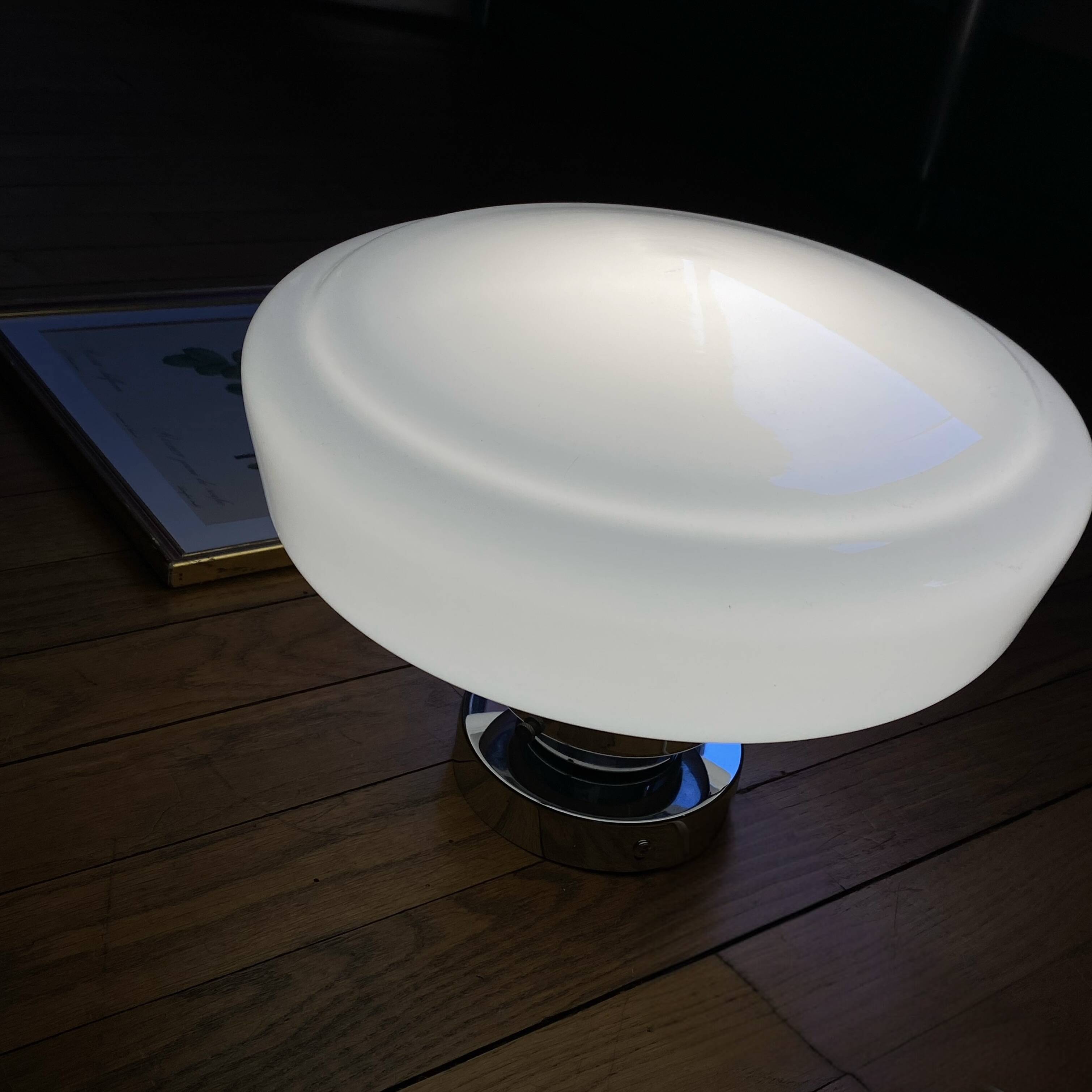 Opaline glass globe ceiling light, 30 cm, white glass, wall light with stainless steel fixings