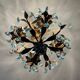 Antique Italian chandelier with cage and blue tassels