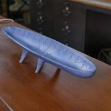 Long blue ceramic signed Atelier Mornac 1950s