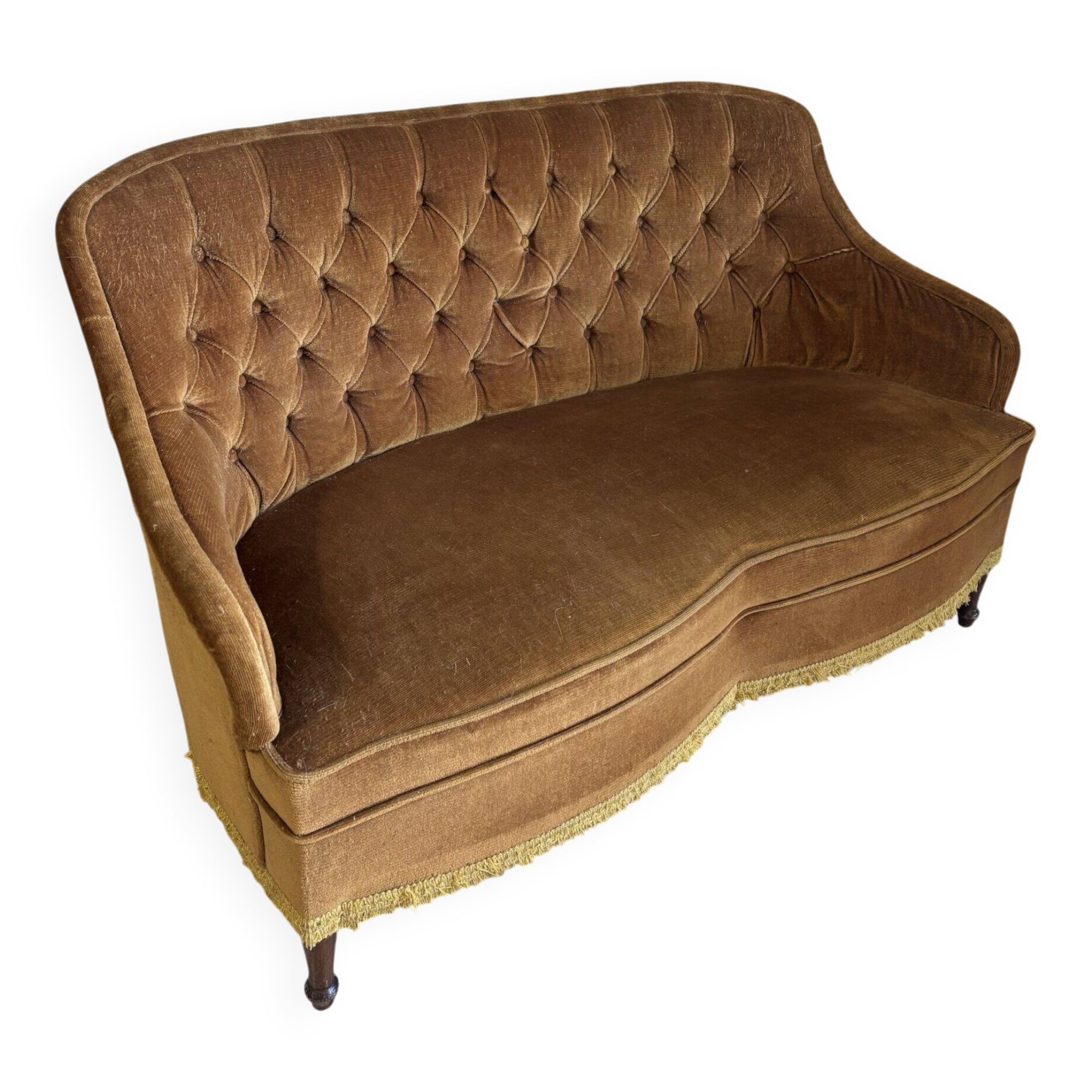 Mustard velvet toad stool bench
