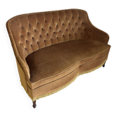 Banquette crapaud velours moutarde
