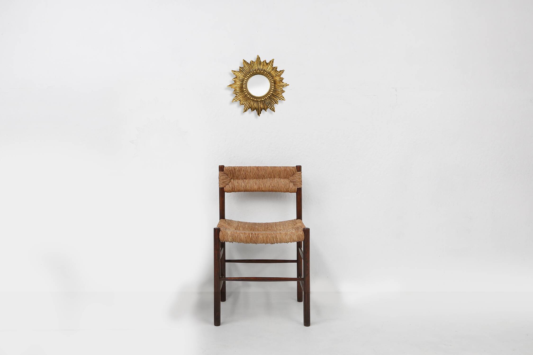 Gold Sunburst Mirror in Resin with Convex Mirror, France, 1960s