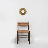 Gold Sunburst Mirror in Resin with Convex Mirror, France, 1960s