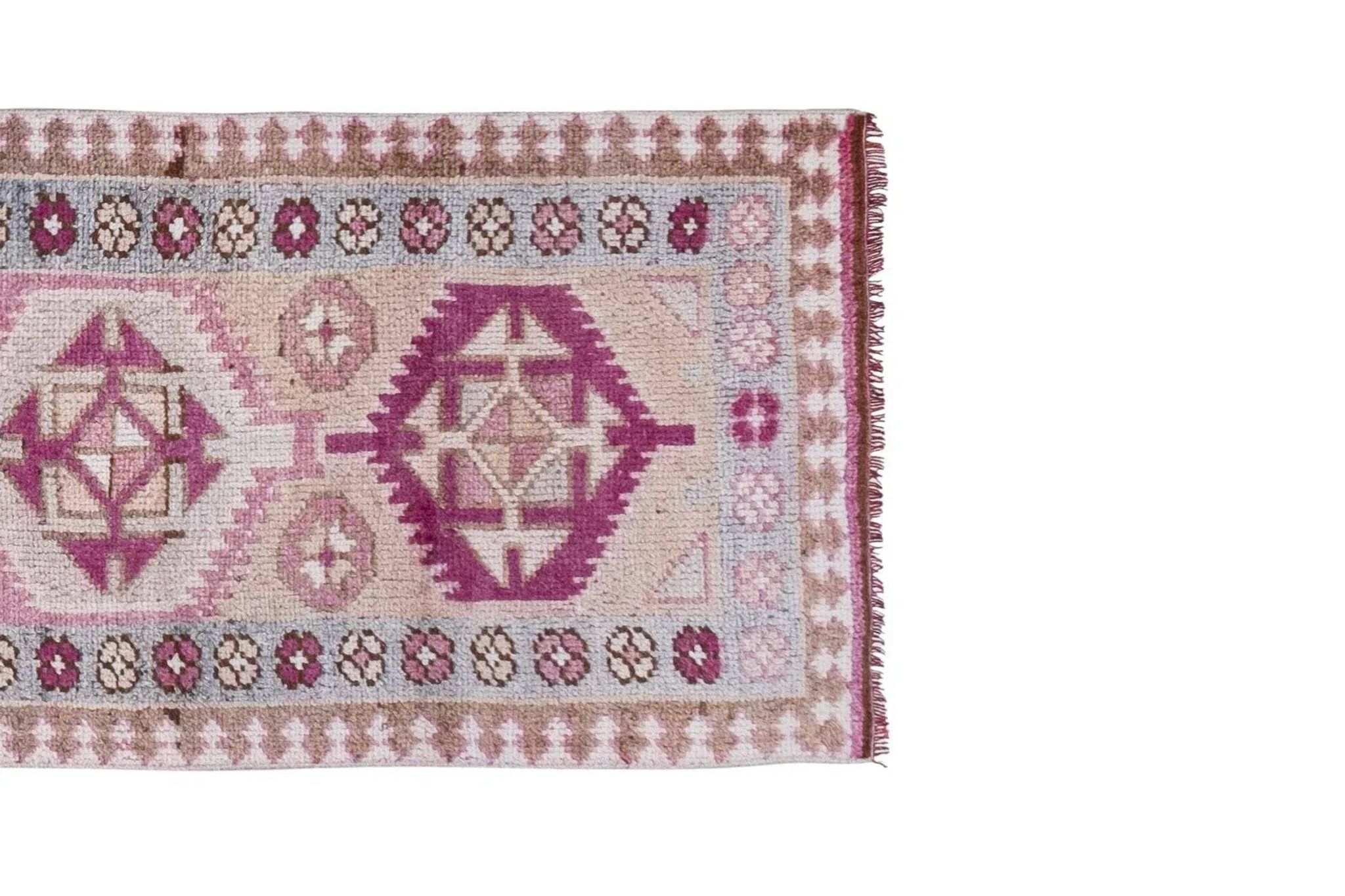 Tapis de couloir turc vintage 80x401 cm