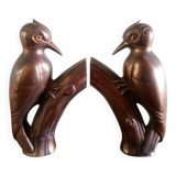 Frajou - Paire de Serre-livres aux oiseaux Pic & marbre portor