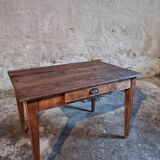 French antique table with drawer – Around 1920 – Pine top and legs.