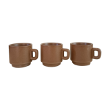 3 stoneware coffee cups