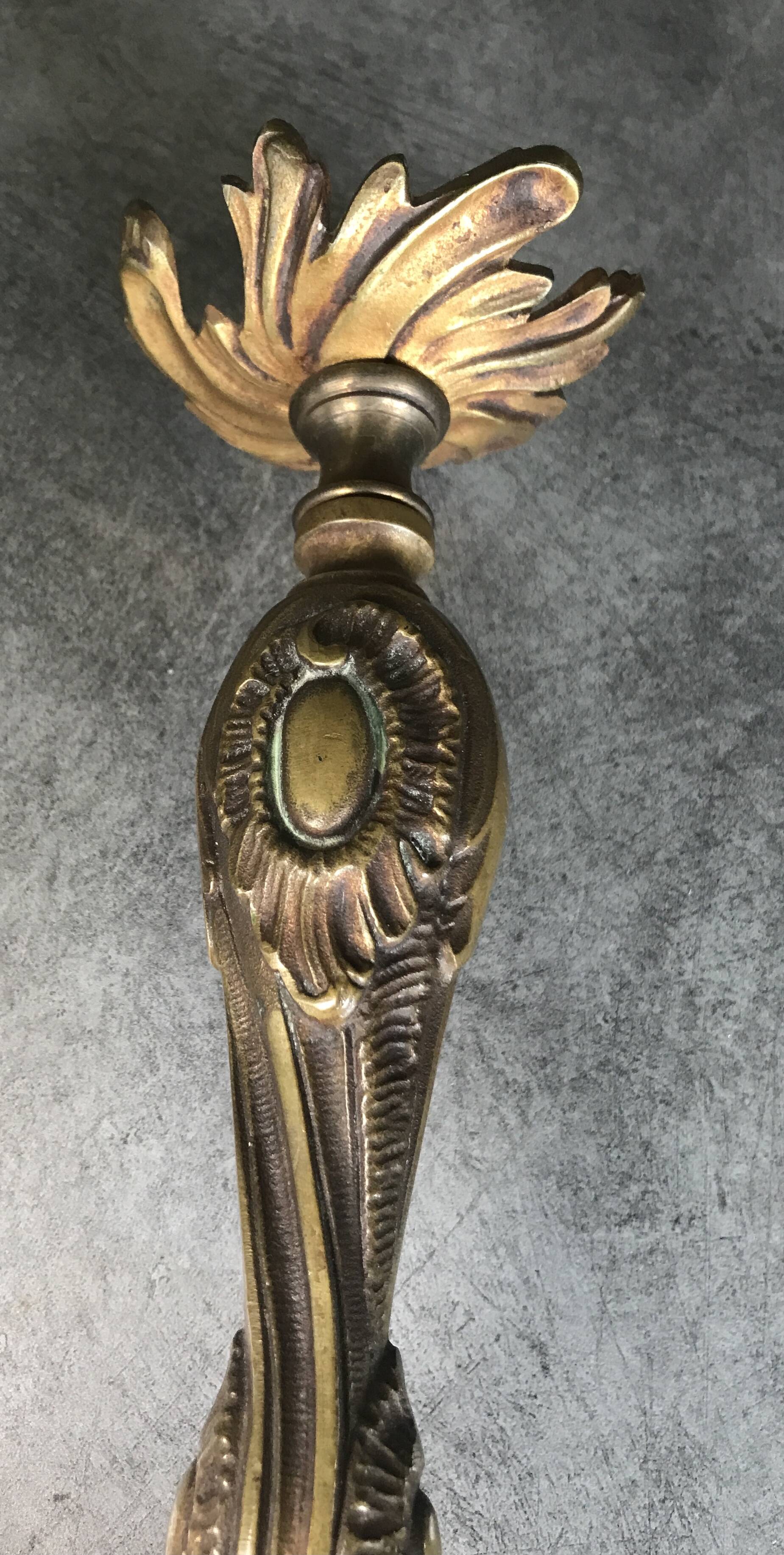 Old gilded bronze lamp base with Louis XV style rocaille decoration